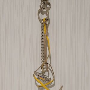 Diesel Metal Silver and Yellow Keychain with Rainbow Detail And Superstar Charm